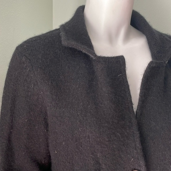 Peruvian Connection 100% Baby Alpaca Black Notch Collar Cardigan Sweater Medium - Picture 2 of 9